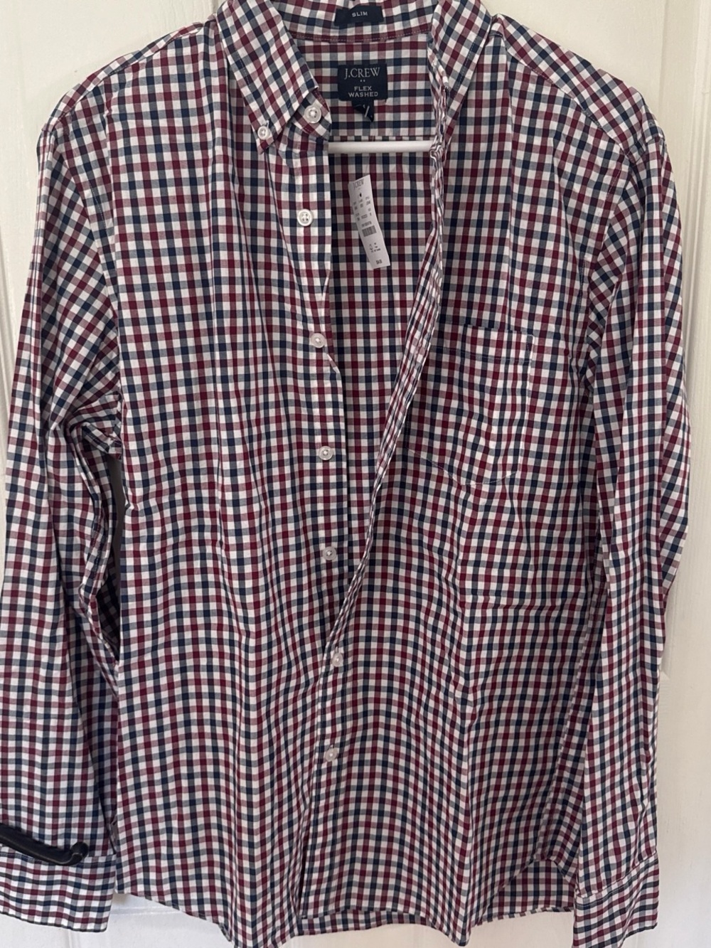 J. Crew Men's Navy, Red & White Gingham Button-Down Shirt
